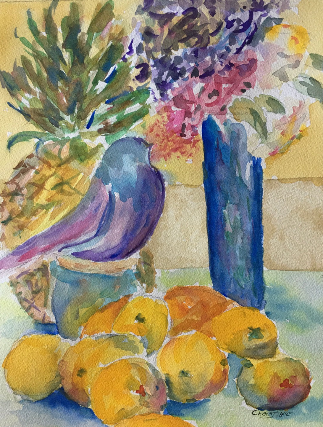 Artist: Christine Bozar - Artwork: Artwork: Bird With Fruit And Flowers